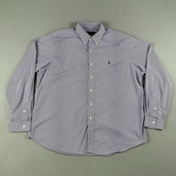 Ralph‎ Lauren Shirt Men’s XXL Purple Pin Striped Button Down Long Sleeve - Picture 1 of 16